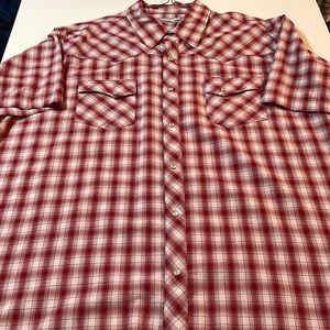 Wrangler Wrancher Red White Plaid Cowboy Western Shirt XXL